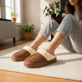 Pantufa Feminina em Camurça Forrada em Lã para Inverno Ferrazi