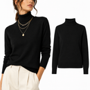 Blusa Feminina Tricô Manga Longa Gola Alta para Inverno Ferrazi