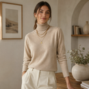 Blusa Feminina Tricô Manga Longa Gola Alta para Inverno Ferrazi