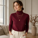 Blusa Feminina Tricô Manga Longa Gola Alta para Inverno Ferrazi