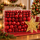Bolas de Natal Lisas, Foscas e com Glitter Ferrazi - Kit 100 com Estrela