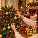 Bolas de Natal com Glitter, Foscas e Lisas + Ponteira - Kit 60 ou 100