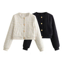 Cardigã Feminino Curto Texturizado com Botão Ferrazi