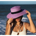 Chapéu Feminino para Praia de Palha Dobrável com Faixa Ferrazi