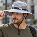 Chapéu Masculino de Pesca Aba Larga Respirável com Proteção UV