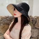 Chapéu Feminino de Verão com Aba Larga Dupla Face Dobrável Ferrazi