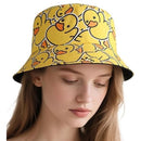 Chapéu de Verão Unissex com Estampa de Pato Dupla Face Ferrazi