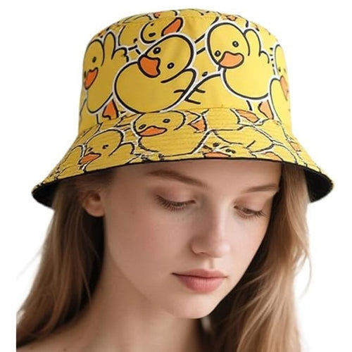 Chapéu de Verão Unissex com Estampa de Pato Dupla Face Ferrazi