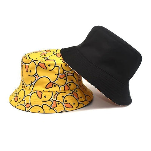 Chapéu de Verão Unissex com Estampa de Pato Dupla Face Ferrazi