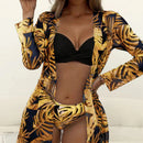 Conjunto Biquíni 3 Peças Feminino Cintura Alta Floral Ferrazi