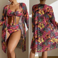 Conjunto Biquíni 3 Peças Floral com Saída de Praia Ferrazi
