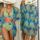 Conjunto Biquíni 3 Peças com Saída de Praia Kimono Tropical Ferrazi