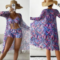 Conjunto Biquíni Feminino 3 Peças Estampa Tropical Ferrazi