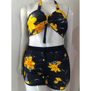 Conjunto Biquíni Feminino 3 Peças Estampado com Shorts Ferrazi