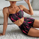 Conjunto Biquíni Feminino Cintura Alta Estilo Boxer Estampado Ferrazi