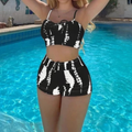 Conjunto Biquíni Feminino Cintura Alta Estilo Boxer Estampado Ferrazi