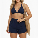 Conjunto Biquíni Feminino Cortininha com Shorts Saída de Praia Ferrazi