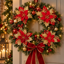 Flores de Natal Vermelhas e Douradas com Glitter Ferrazi para Árvore 14cm - Kit 20 Flores