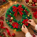 Guirlanda de Natal Verde Estruturada para Porta Ferrazi - Kit 2 Unidades