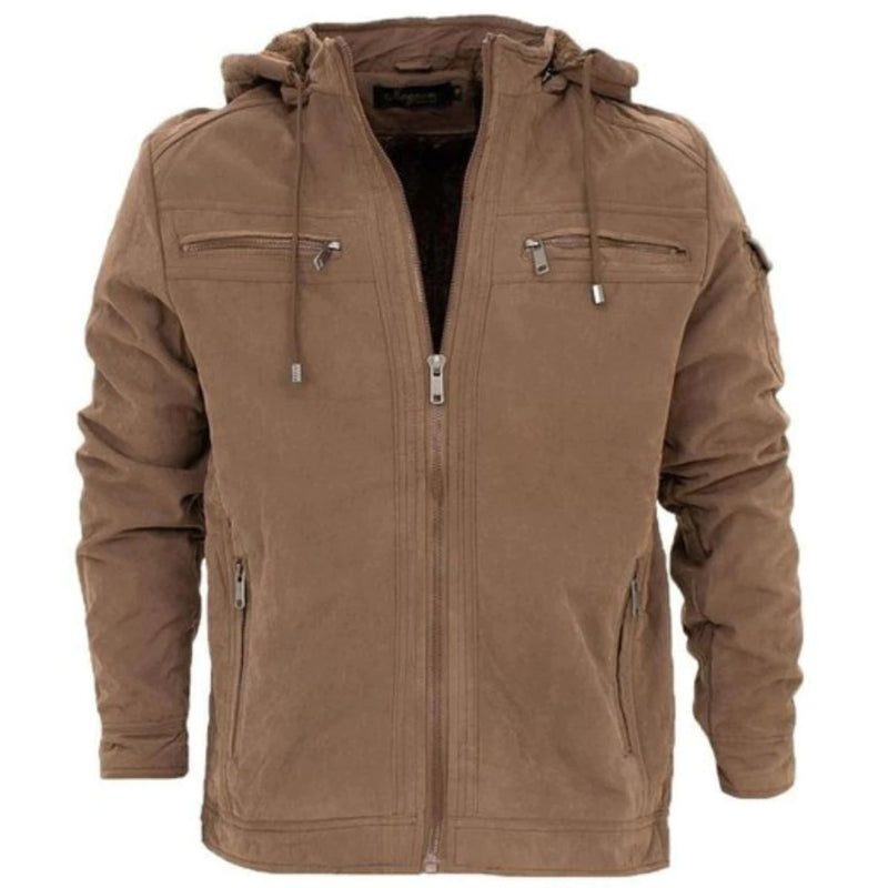 Jaqueta Masculina em Sarja com Capuz e Bolsos Forrado Ferrazi