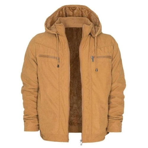 Jaqueta Masculina em Sarja com Capuz e Bolsos Forrado Ferrazi