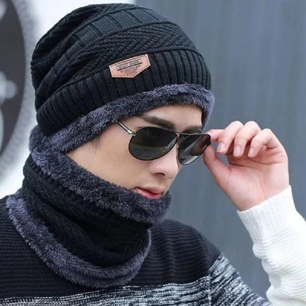 Kit Inverno Completo Unissex Touca de Frio com Gola Forrada e Luva Ferrazi