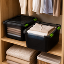 Kit 6 Caixas Organizadoras Pretas 30L com Tampa e Trava Ferrazi