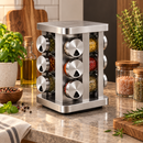 Kit Porta Temperos 12 Potes com Suporte Giratório em Inox Ferrazi
