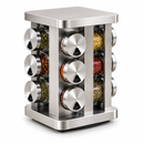 Kit Porta Temperos 12 Potes com Suporte Giratório em Inox Ferrazi
