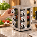 Kit Porta Temperos 12 Potes com Suporte Giratório em Inox Ferrazi
