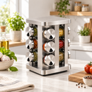Kit Porta Temperos 12 Potes com Suporte Giratório em Inox Ferrazi
