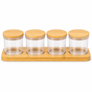Kit Porta Temperos de Bambu com Potes Organizadores Ferrazi