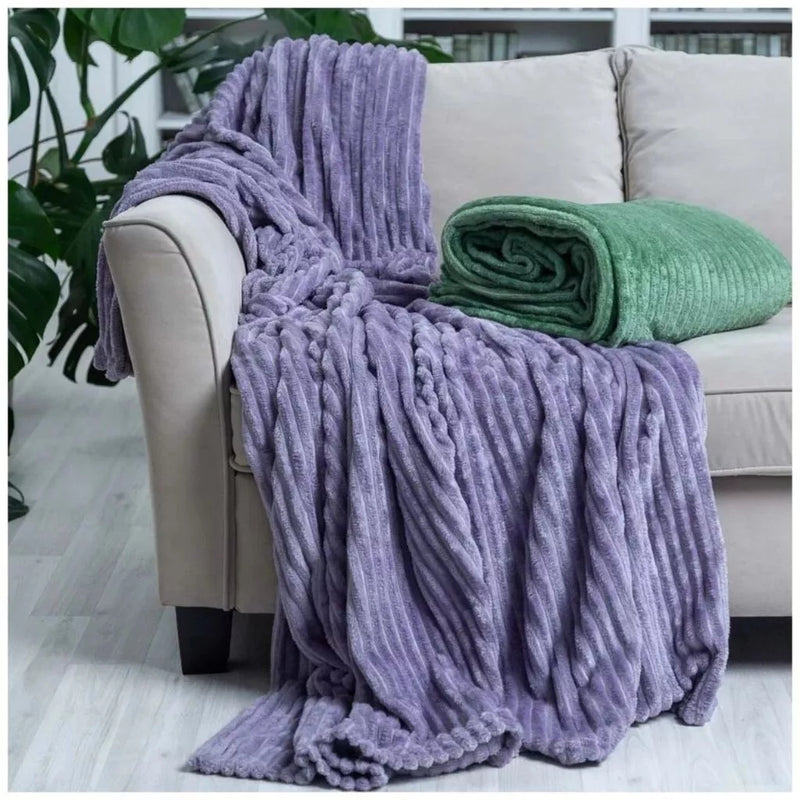 Kit com 2 Mantas Caneladas Aveludadas para Inverno Ferrazi