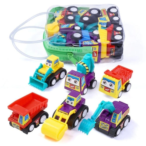 Kit com 6 Mini Carrinhos de Brinquedo Retráteis com Bolsa Portátil Ferrazi