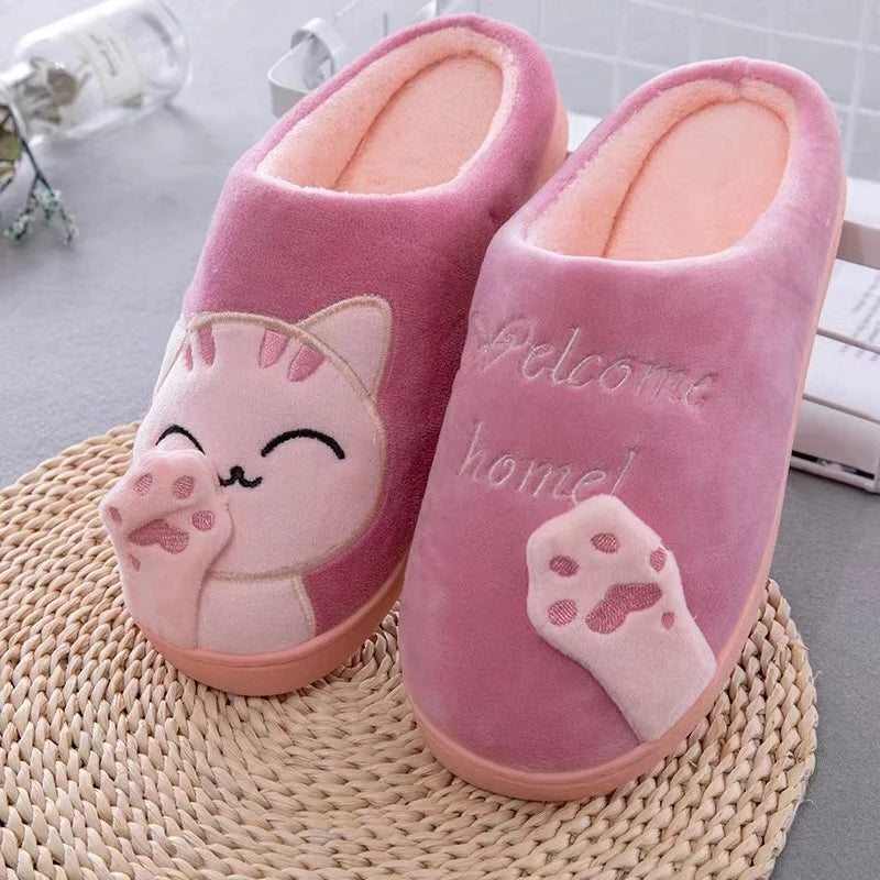 Pantufa Feminina Gato Peluciada para Inverno Antiderrapante Ferrazi