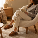 Pantufa de Couro Unissex Forrada em Lã Antiderrapante para Inverno Ferrazi