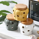 Pote de Cerâmica com Tampa de Bambu Ventilável Ferrazi