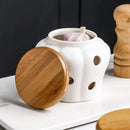 Pote de Cerâmica com Tampa de Bambu Ventilável Ferrazi