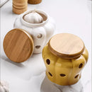 Pote de Cerâmica com Tampa de Bambu Ventilável Ferrazi