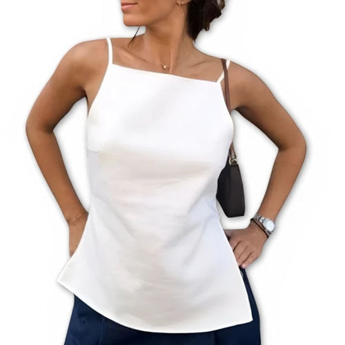 Regata Feminina Elegante com Costas Nua e Gola Reta Ferrazi