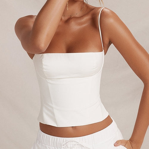 Regata Feminina Vintage de Verão com Costas Nuas e Zíper Ferrazi