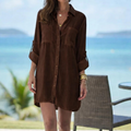 Saída de Praia Feminina Chemise Manga Longa com Bolsos Ferrazi