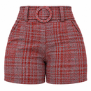 Short Feminino Cintura Alta Mesclado com Cinto Fixo e Bolsos Ferrazi