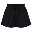 Short Feminino de Linho Cintura Alta com Elástico e Bolsos Ferrazi