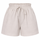 Short Feminino de Linho Cintura Alta com Elástico e Bolsos Ferrazi