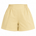Short Feminino de Linho com Forro Cintura Alta e Elástico Ferrazi