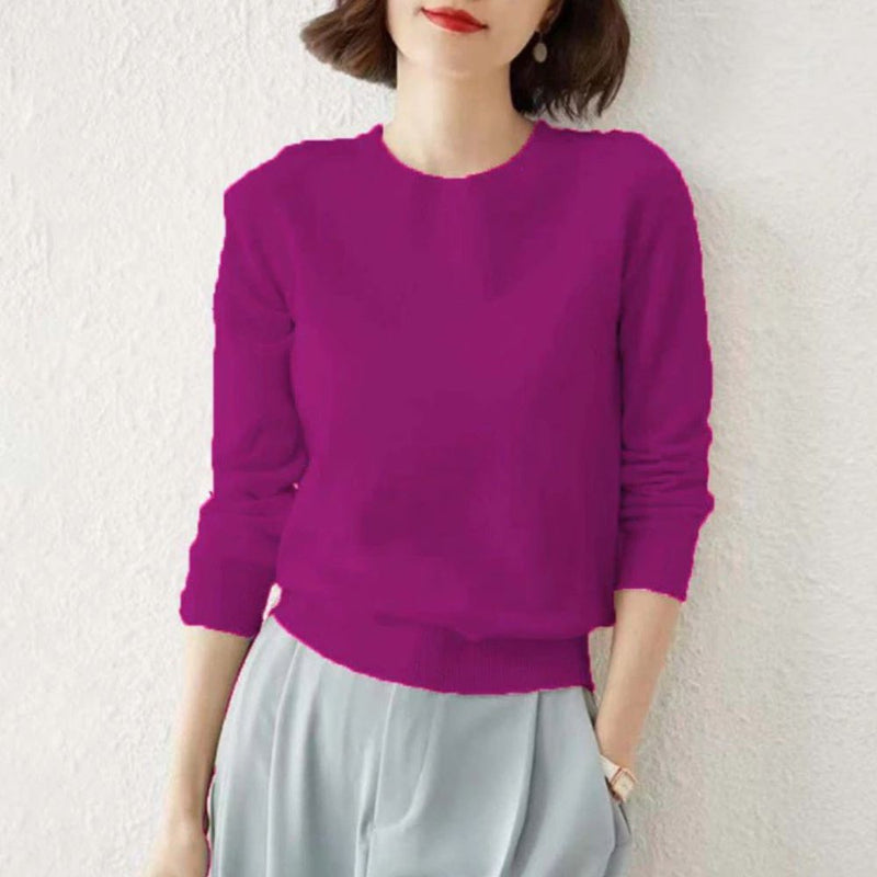 Suéter Feminino Básico de Lã com Gola Redonda Ferrazi
