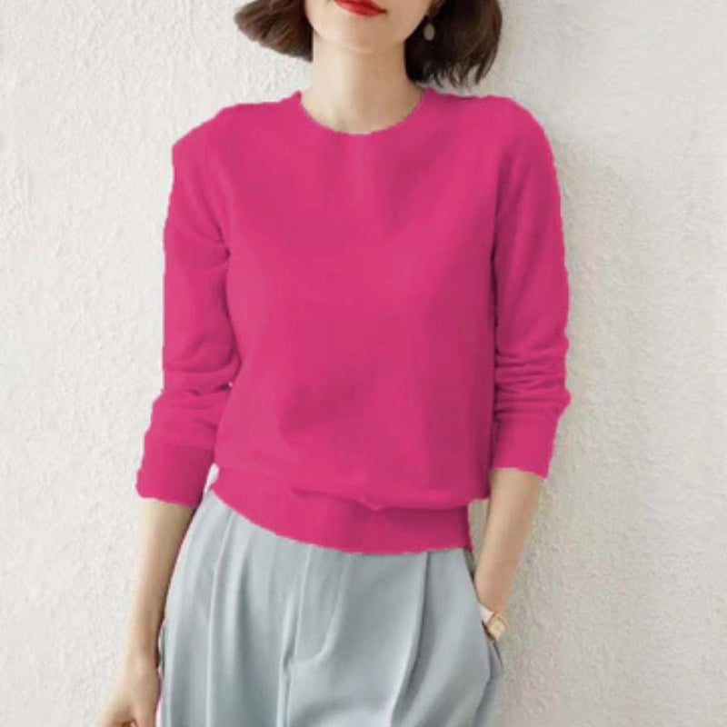 Suéter Feminino Básico de Lã com Gola Redonda Ferrazi