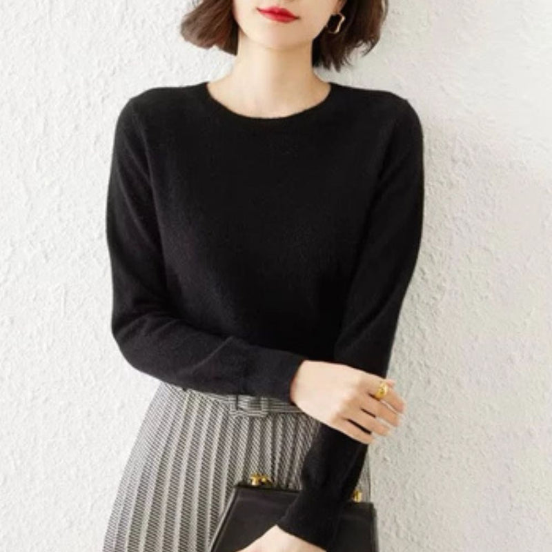 Suéter Feminino Básico de Lã com Gola Redonda Ferrazi