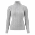 Suéter Feminino Gola Alta em Tricô Trançado para Inverno Ferrazi